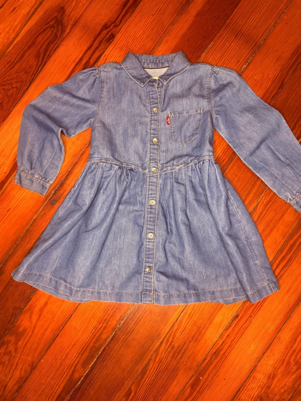 Levi's Light Blue Denim Shirt Dress with Red Logo Tag Sz 2T